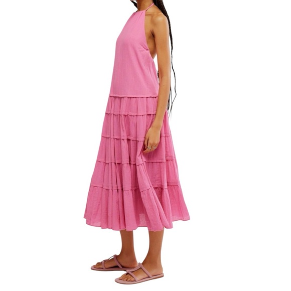 NWT Free People Somewhere Sunny Halter Midi Dress - Island Flower - Picture 3 of 4